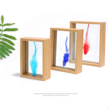 4x6 inch Natural Wood Color Double Sided Glass Picture Frame